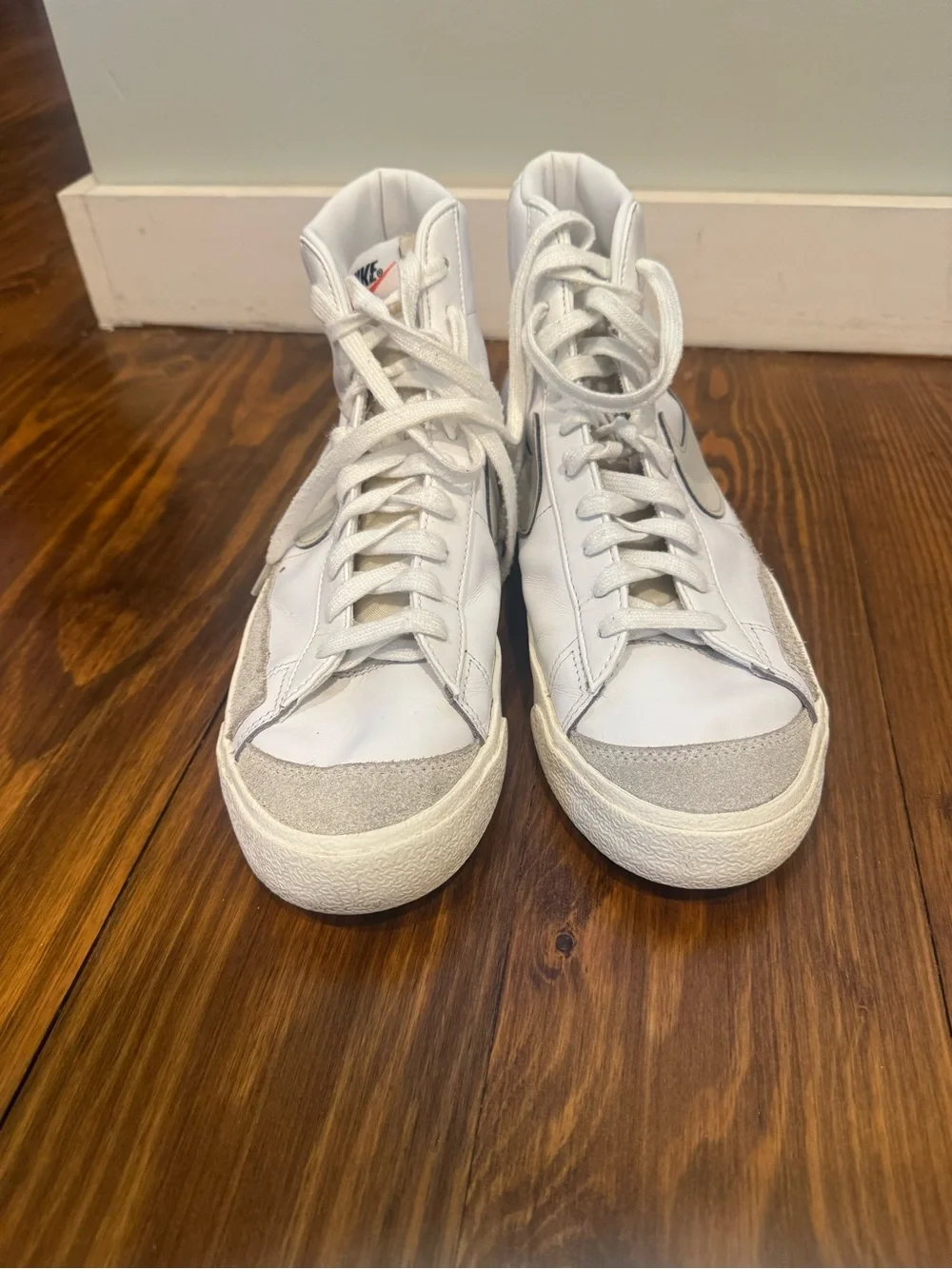 Nike Men's White High-Top Sneakers with Light Gray Accents